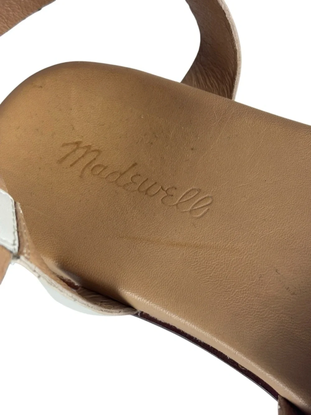MADEWELL ND986 PALE OYSTER THE NOELLE ANKLE STRAP FLAT LEATHER SANDALS